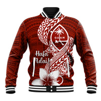 Hafa Adai Guam Baseball Jacket Polynesian Floral Red Pattern LT01 Unisex Red - Polynesian Pride