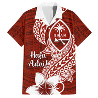 Hafa Adai Guam Family Matching Off Shoulder Maxi Dress and Hawaiian Shirt Polynesian Floral Red Pattern LT01 Dad's Shirt - Short Sleeve Red - Polynesian Pride