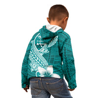 Hafa Adai Guam Kid Hoodie Polynesian Floral Teal Pattern LT01 - Polynesian Pride
