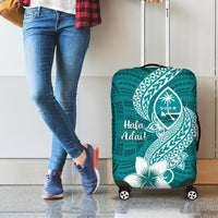 Hafa Adai Guam Luggage Cover Polynesian Floral Teal Pattern LT01 - Polynesian Pride