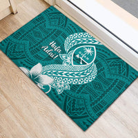 Hafa Adai Guam Rubber Doormat Polynesian Floral Teal Pattern LT01 - Polynesian Pride