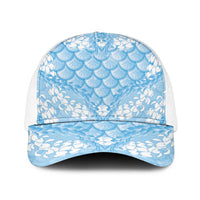 Baby Blue Mermaid Puakenikeni Maile Lei Mesh Trucker Cap
