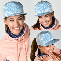 Baby Blue Mermaid Puakenikeni Maile Lei Mesh Trucker Cap