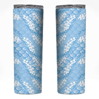 Baby Blue Mermaid Puakenikeni Maile Lei Skinny Tumbler LT01 Blue - Polynesian Pride