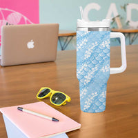 Baby Blue Mermaid Puakenikeni Maile Lei Tumbler With Handle