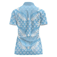 Baby Blue Mermaid Puakenikeni Maile Lei Women Polo Shirt LT01 - Polynesian Pride