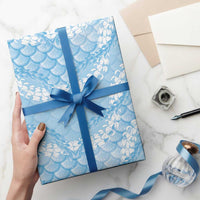 Baby Blue Mermaid Puakenikeni Maile Lei Wrapping Paper