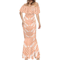 Apricot Mermaid Puakenikeni Maile Lei Mermaid Dress