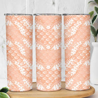Apricot Mermaid Puakenikeni Maile Lei Skinny Tumbler LT01 - Polynesian Pride