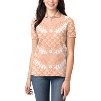 Apricot Mermaid Puakenikeni Maile Lei Women Polo Shirt LT01 - Polynesian Pride