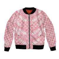 Soft Pink Mermaid Puakenikeni Maile Lei Bomber Jacket LT01 Unisex Pink - Polynesian Pride