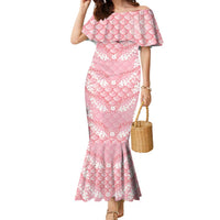 Soft Pink Mermaid Puakenikeni Maile Lei Family Matching Mermaid Dress and Hawaiian Shirt LT01 Mom's Dress Pink - Polynesian Pride