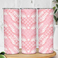 Soft Pink Mermaid Puakenikeni Maile Lei Skinny Tumbler LT01 - Polynesian Pride