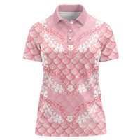 Soft Pink Mermaid Puakenikeni Maile Lei Women Polo Shirt LT01 Female Pink - Polynesian Pride