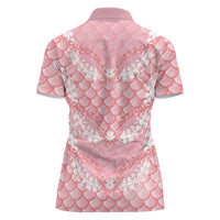Soft Pink Mermaid Puakenikeni Maile Lei Women Polo Shirt LT01 - Polynesian Pride