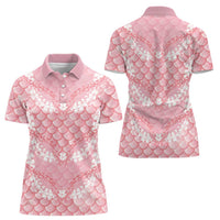 Soft Pink Mermaid Puakenikeni Maile Lei Women Polo Shirt LT01 - Polynesian Pride