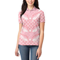 Soft Pink Mermaid Puakenikeni Maile Lei Women Polo Shirt LT01 - Polynesian Pride