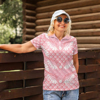 Soft Pink Mermaid Puakenikeni Maile Lei Women Polo Shirt LT01 - Polynesian Pride