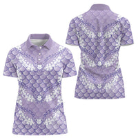 Lilac Mermaid Puakenikeni Maile Lei Women Polo Shirt LT01 - Polynesian Pride