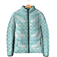 Light Turquoise Mermaid Puakenikeni Maile Lei Padded Jacket