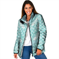 Light Turquoise Mermaid Puakenikeni Maile Lei Padded Jacket