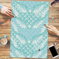 Light Turquoise Mermaid Puakenikeni Maile Lei Puzzle