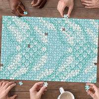 Light Turquoise Mermaid Puakenikeni Maile Lei Puzzle