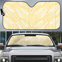 Pastel Yellow Mermaid Puakenikeni Maile Lei Auto Sun Shade