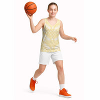 Pastel Yellow Mermaid Puakenikeni Maile Lei Basketball Jersey