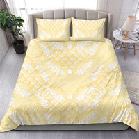 Pastel Yellow Mermaid Puakenikeni Maile Lei Bedding Set