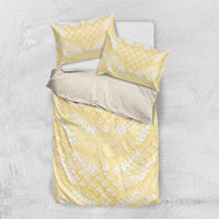Pastel Yellow Mermaid Puakenikeni Maile Lei Bedding Set