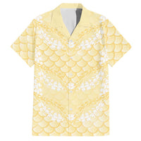Pastel Yellow Mermaid Puakenikeni Maile Lei Hawaiian Shirt