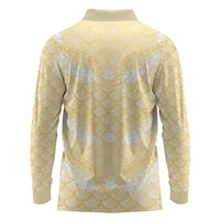 Pastel Yellow Mermaid Puakenikeni Maile Lei Long Sleeve Polo Shirt LT01 - Polynesian Pride