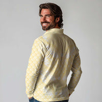 Pastel Yellow Mermaid Puakenikeni Maile Lei Long Sleeve Polo Shirt LT01 - Polynesian Pride