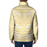 Pastel Yellow Mermaid Puakenikeni Maile Lei Padded Jacket