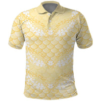 Pastel Yellow Mermaid Puakenikeni Maile Lei Polo Shirt