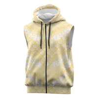 Pastel Yellow Mermaid Puakenikeni Maile Lei Sleeveless Zip Hoodie LT01 Yellow - Polynesian Pride