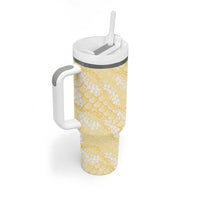Pastel Yellow Mermaid Puakenikeni Maile Lei Tumbler With Handle