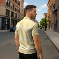 Pastel Yellow Mermaid Puakenikeni Maile Lei Zipper Polo Shirt LT01 - Polynesian Pride