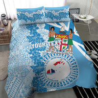 Personalised Fiji Day Bedding Set Fijian Map Hibiscus Tapa Pattern