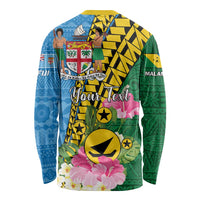 Personalised Malampa Fiji Day Long Sleeve Shirt Tropical Tapa Pattern LT01 - Polynesian Pride