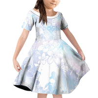 Samoa White Sunday Family Matching Off Shoulder Short Dress and Hawaiian Shirt Sweet Pastel Plumeria Floral