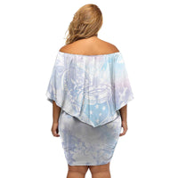 Samoa White Sunday Family Matching Off Shoulder Short Dress and Hawaiian Shirt Sweet Pastel Plumeria Floral