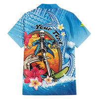 Personalized Aloha Hawaii Skeleton Surfing Family Matching Summer Maxi Dress and Hawaiian Shirt Tribal Shark Plumeria