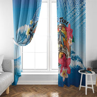Personalized Aloha Hawaii Skeleton Surfing Window Curtain Tribal Shark Plumeria