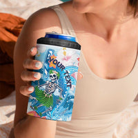 Personalized Hawaii Hula Girl Skeleton Dancing 4 in 1 Can Cooler Tumbler Hibiscus Tribal Shark