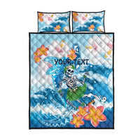 Personalized Hawaii Hula Girl Skeleton Dancing Quilt Bed Set Hibiscus Tribal Shark LT01 - Polynesian Pride