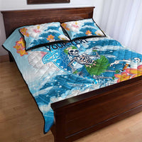 Personalized Hawaii Hula Girl Skeleton Dancing Quilt Bed Set Hibiscus Tribal Shark LT01 - Polynesian Pride