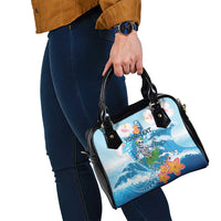 Personalized Hawaii Hula Girl Skeleton Dancing Shoulder Handbag Hibiscus Tribal Shark LT01 - Polynesian Pride