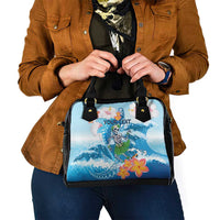 Personalized Hawaii Hula Girl Skeleton Dancing Shoulder Handbag Hibiscus Tribal Shark LT01 - Polynesian Pride